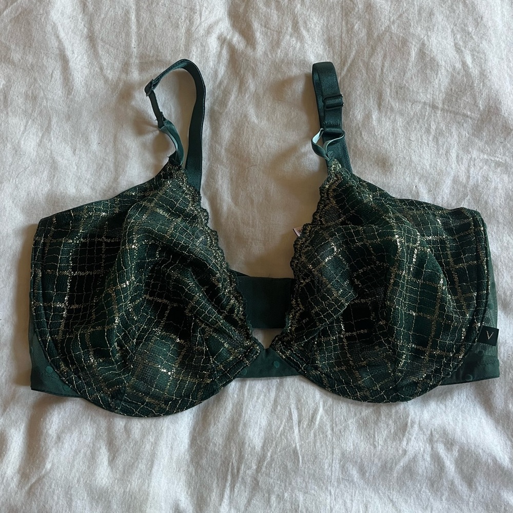 Victorias Secret Unlined Metallic Bra Green Gold